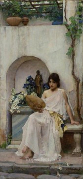 ジョン・ウィリアム・ウォーターハウス Painting - フローラ ギリシャ人女性 ジョン・ウィリアム・ウォーターハウス